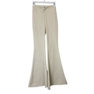 Princess Polly Pull On Twist Flare Pants Women's Size 4 Cream Ribbed Knit